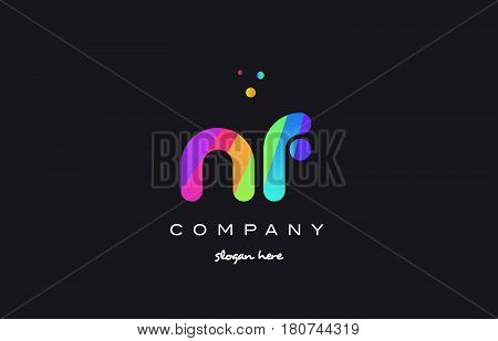 Nf N F  Colored Rainbow Creative Colors Alphabet Letter Logo Icon