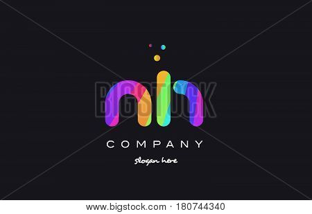 Nh N H  Colored Rainbow Creative Colors Alphabet Letter Logo Icon
