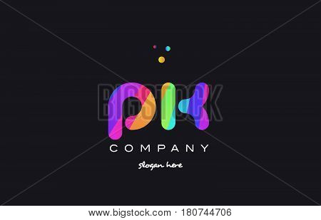 Pk P K  Colored Rainbow Creative Colors Alphabet Letter Logo Icon