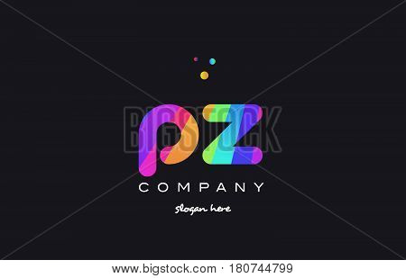 Pz P Z  Colored Rainbow Creative Colors Alphabet Letter Logo Icon