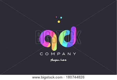 Qd Q D  Colored Rainbow Creative Colors Alphabet Letter Logo Icon