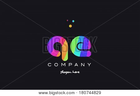 Qe Q E  Colored Rainbow Creative Colors Alphabet Letter Logo Icon