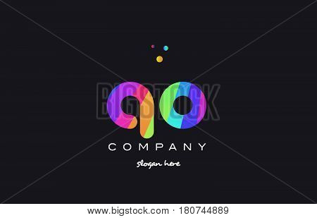 Qo Q O  Colored Rainbow Creative Colors Alphabet Letter Logo Icon