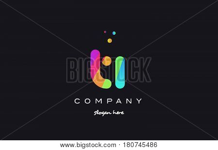 Ti T I  Colored Rainbow Creative Colors Alphabet Letter Logo Icon