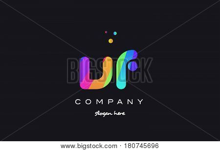 Vf V F  Colored Rainbow Creative Colors Alphabet Letter Logo Icon