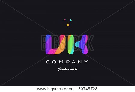 Vk V K  Colored Rainbow Creative Colors Alphabet Letter Logo Icon