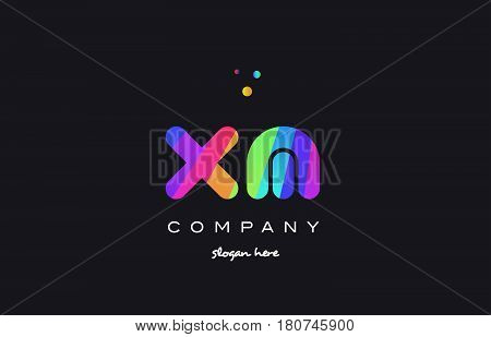 Xm X M  Colored Rainbow Creative Colors Alphabet Letter Logo Icon