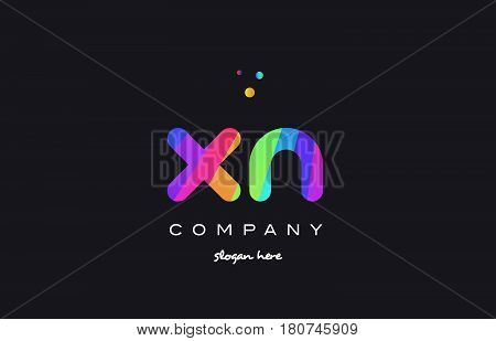 Xn X N  Colored Rainbow Creative Colors Alphabet Letter Logo Icon