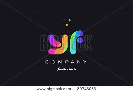 Yf Y F  Colored Rainbow Creative Colors Alphabet Letter Logo Icon