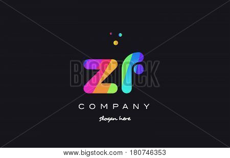 Zf Z F  Colored Rainbow Creative Colors Alphabet Letter Logo Icon
