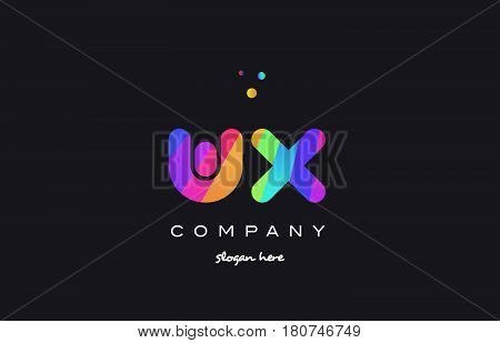 Wx W X  Colored Rainbow Creative Colors Alphabet Letter Logo Icon