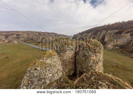 Geological Reservation Cheile Dobrogei located in Constanta county Romania.