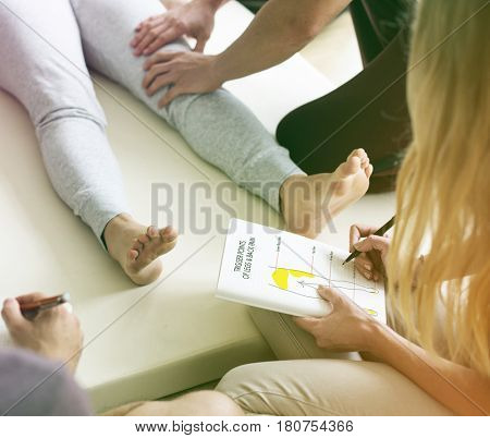 Group of people massage training course