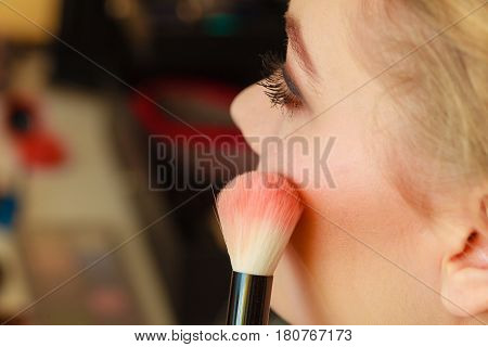 Close Up Woman Getting Make Up, Blush