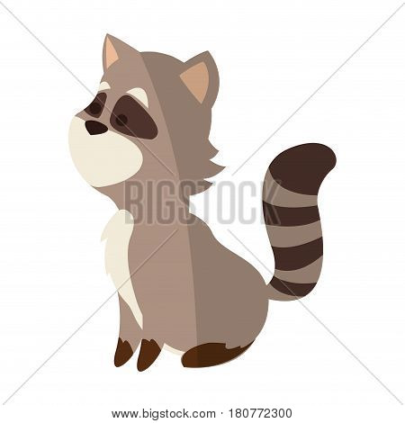 cute raccon animal, cartoon icon over white background. colorful design. vector illustration
