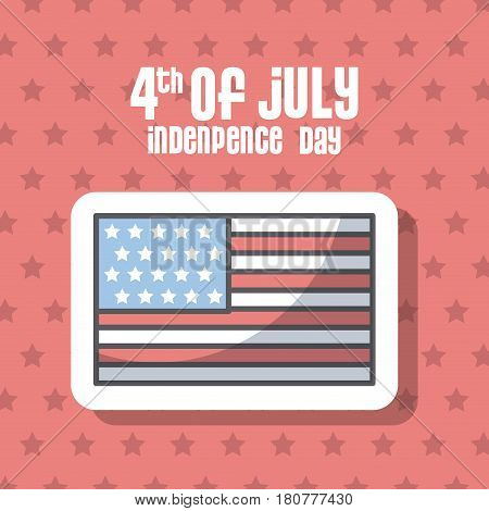 usa indepence day card with flag icon over red background. colorful design. vector illustration