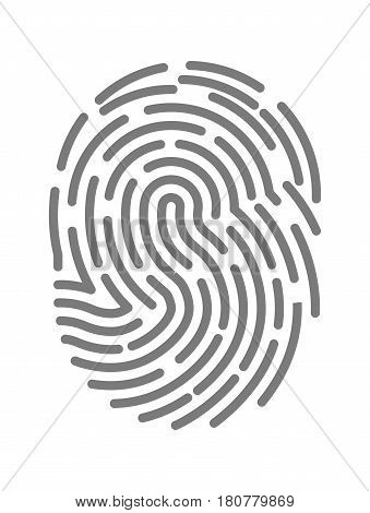 Fingerprint twisted lines sign isolated on white vector illustration in flat design. Black dactylogram personal identity code. Person identification mark for control by thumbprint, human finger print
