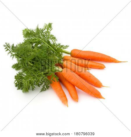 Carrot vegetable with leaves isolated on white background cutout