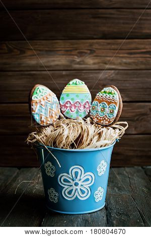 Gingerbread Cookie In The Form Of Color Eggs