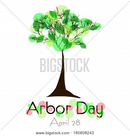 Abstract tree with green foliage isolated on white background. Plant tree in Arbor day. Vector illustration