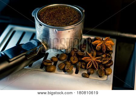 Make fresh coffee in a coffee machine with flavoring