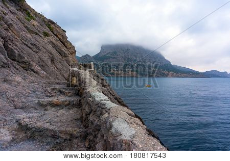 Crimean Seascape With Mountains, Coastline And Blue Sea