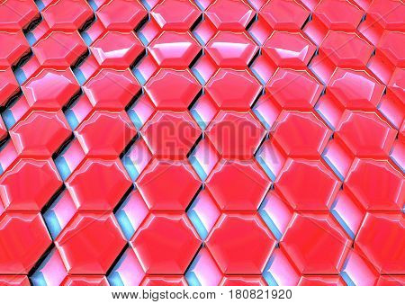 Abstract hexgonal shape pattern plastic background. 3D rendering.