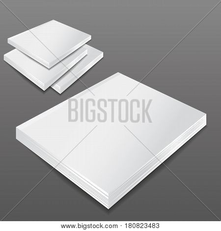 Vector mock up of magazine isolated. Closed vertical multipage booklet brochure notebook template on grey background. 3d illustration for design