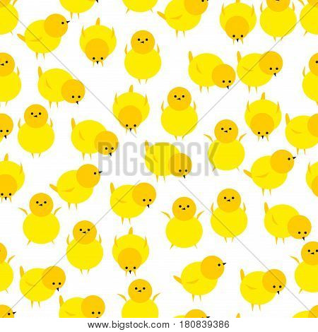 Vector seamless pattern on Easter themed. Easter Spring background with little chicken and eggs. Ttraditional spring decoration cute chicken and egg drawing.