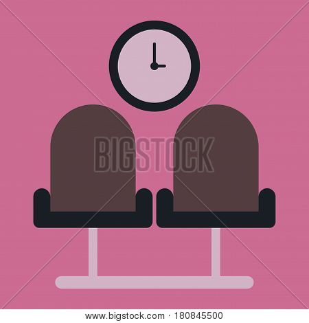 Icon in flat design for airport waiting hall