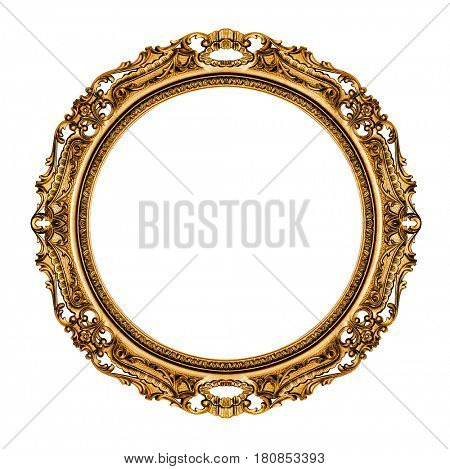 Gold vintage frame isolated on white background -Clipping Path