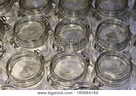 A glass jar with a lid Rostov-on-Don Russia March 18 2017. Photo taken at the mall