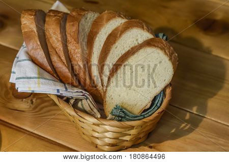 Sliced bread in a basket Rostov-on-Don Russia 6 April 2017