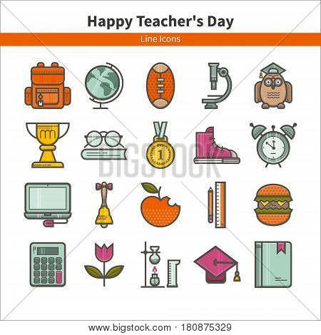 Set of flat icons Education. Teacher Appreciation. Ideal for your business presentations.