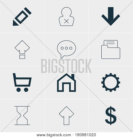 Vector Illustration Of 12 Member Icons. Editable Pack Of Upward, Downward, Mainpage And Other Elements.