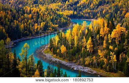 Colorful Moon Bay scenery in Xinjiang China.