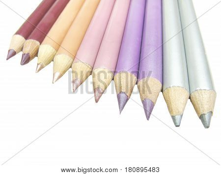 set of colored cosmetic pencils for make up closeup