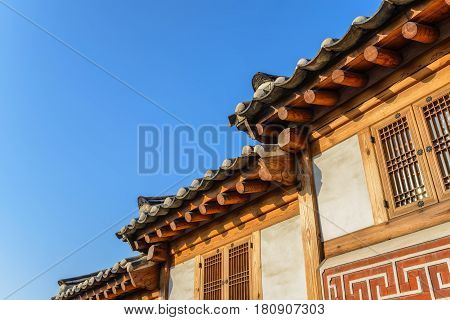 Traditional house at Bukchon Hanok Village Seoul South Korea