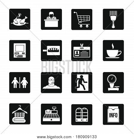 Supermarket navigation icons set. Simple illustration of 16 supermarket navigation vector icons for web