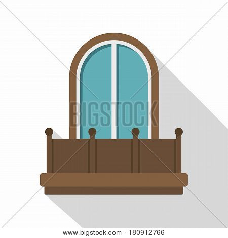 Retro balcony with an arched window icon. Flat illustration of retro balcony with an arched window vector icon for web