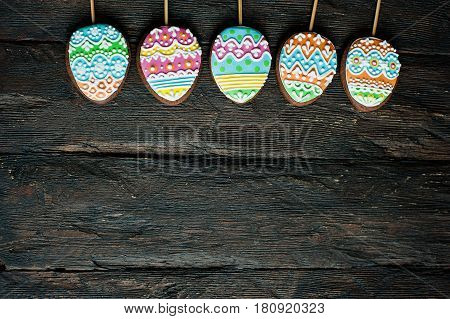 Gingerbread Cookie In The Form Of Color Eggs