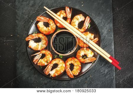 Fried Grilled Shrimp Prawns With Soy Sauce