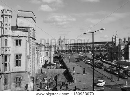 Temple Meads Station In Bristol In Black And White