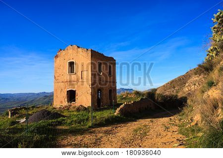View of old Italian rural house called Casa Cantoniera