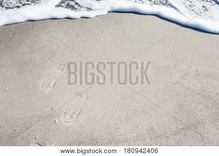 Soft wave of Black sea on sandy beach. Nature Background