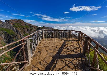 Viewpoint Pico do Arierio and Pico Ruivo - Madeira Portugal - travel background