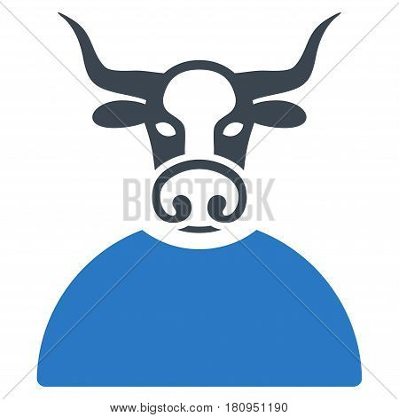 Bull Person flat vector illustration. An isolated illustration on a white background.