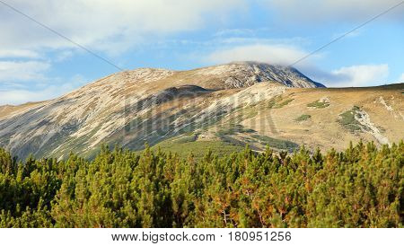 Panoramic mountain view from romanian Carpathi Retezat mountains Romania