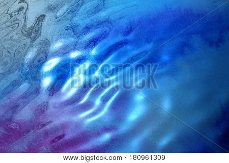 Photo of a blue bright water texture in a river with sun glares