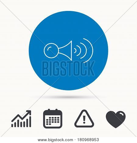 Klaxon signal icon. Car horn sign. Calendar, attention sign and growth chart. Button with web icon. Vector